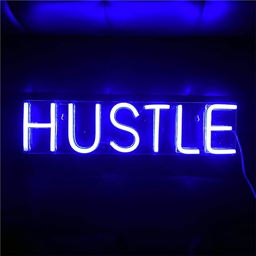 Hustle Led Neon Sign Novelty Light Wall Art Decorative Wall Hanging Sign For Bedroom Living Room Kid S Room Party Home Decor Neon Night Light Usb Powered Large 19 7x4 9 Blue Amazon Com