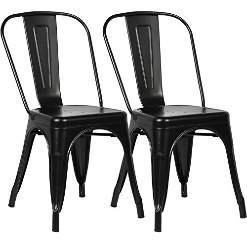 Poly and Bark Tolix Style Bistro A Dining Side Chair, Black (Set of 2) - Thumbnail 5
