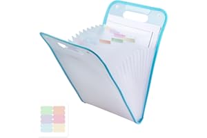 M&G Expanding File Folder 13 Pockets Accordion File Organizer with Labels, Portable Document Receipt Organizer Hold A4 Letter Size Paper, Waterproof Folder for Schoolbag Office Supplies (Blue)