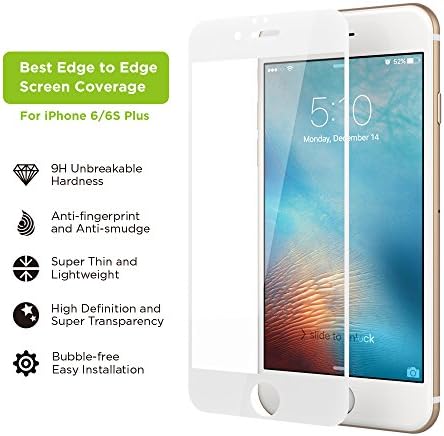 iPhone 6s Plus Screen Protector, Simpiz Shield Crystal Clear Ultra Thin Touchscreen Accuracy Hard 9H Tempered Glass Screen Cover for iPhone 6 Plus &amp; iPhone 6S Plus - With Edge to Edge White Frame