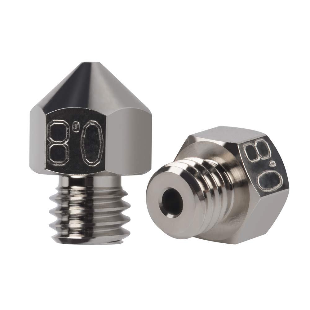 2pcs MK8 Plated Wear Resistant Nozzle Durable Non-Stick 0.8mm for Creality CR-10 Ender 3 pro Ender 5, CraftBot, BQ Witbox, BQ Prusa I3 Hephestos 3D Printer use (2x0.8)