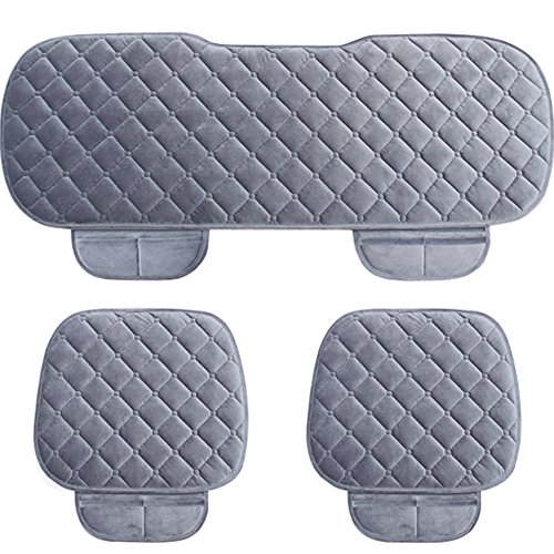 WINGOFFLY 3 Pack Thicken Front and Rear Car Seat Cushion Nonslip Car Interior Seat Cover Pad Mat Fit for Auto Vehicle, Grey - Thumbnail 6