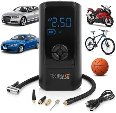 Compresseur d’Air Électrique pour Voiture – Gonfleur de Pneus Portable avec Écran Numérique, Arrêt Automatique, Lampe LED, Pompe à Air 12 V pour Auto, Moto, Vélo & Ballons – TX-370