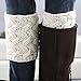 FAYBOX Short Women Crochet Boot Cuffs Winter Cable Knit Leg Warmers Ivory