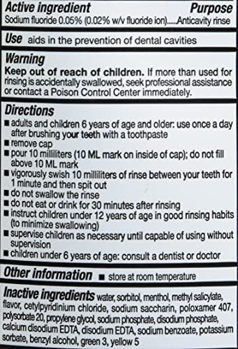 AMAZON BRAND – SOLIMO ANTICAVITY FLUORIDE RINSE, ALCOHOL FREE, MINT, 18 FL OZ (PACK OF 1)