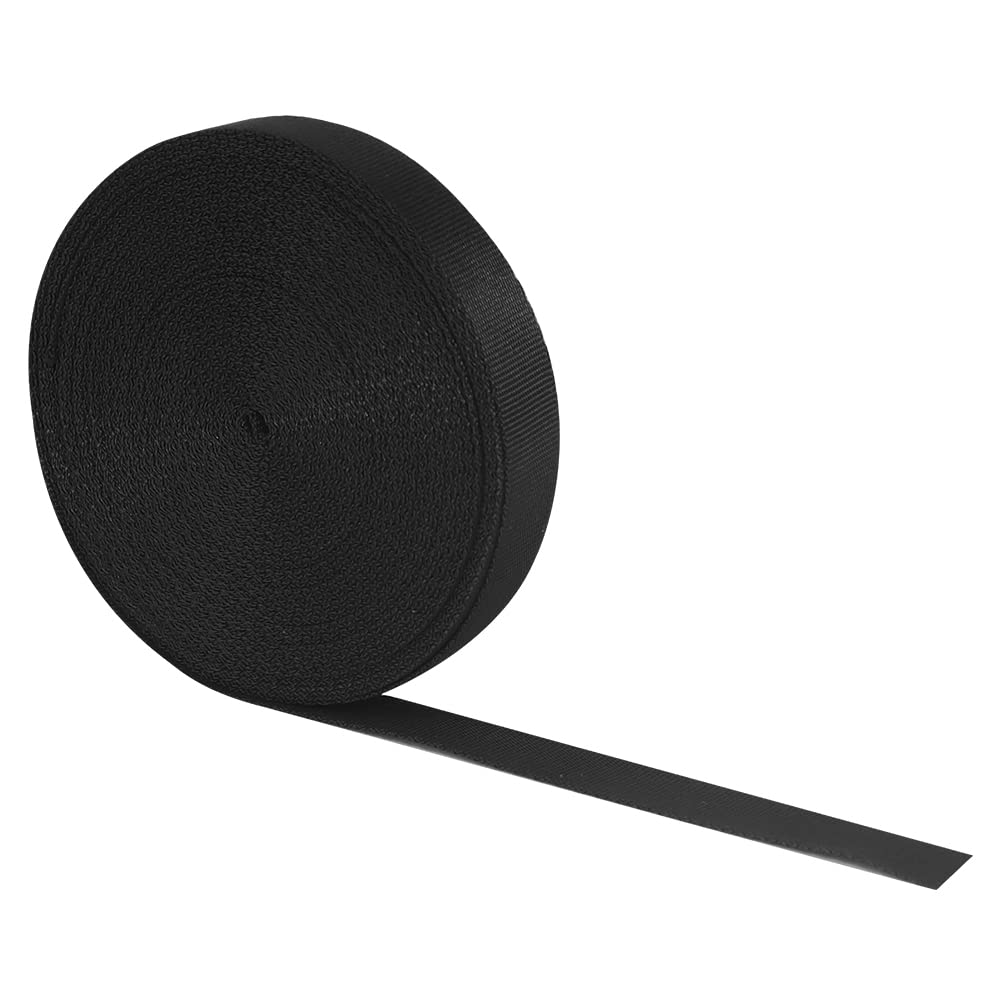 RETON 15MM 10 Yards Black Nylon Heavy Webbing Strap,Durable Luggage Straps, Elastic Bag Straps for Luggage Suitcase Rucksack Backpacks Cargo Strapping DIY Accessories (15MM, 10 Yards)