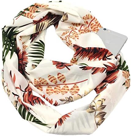 Popbop Women's Wrap Scarf with Hidden Zipper Pocket Arrow Pattern Infinity Scarf Travel Scarf