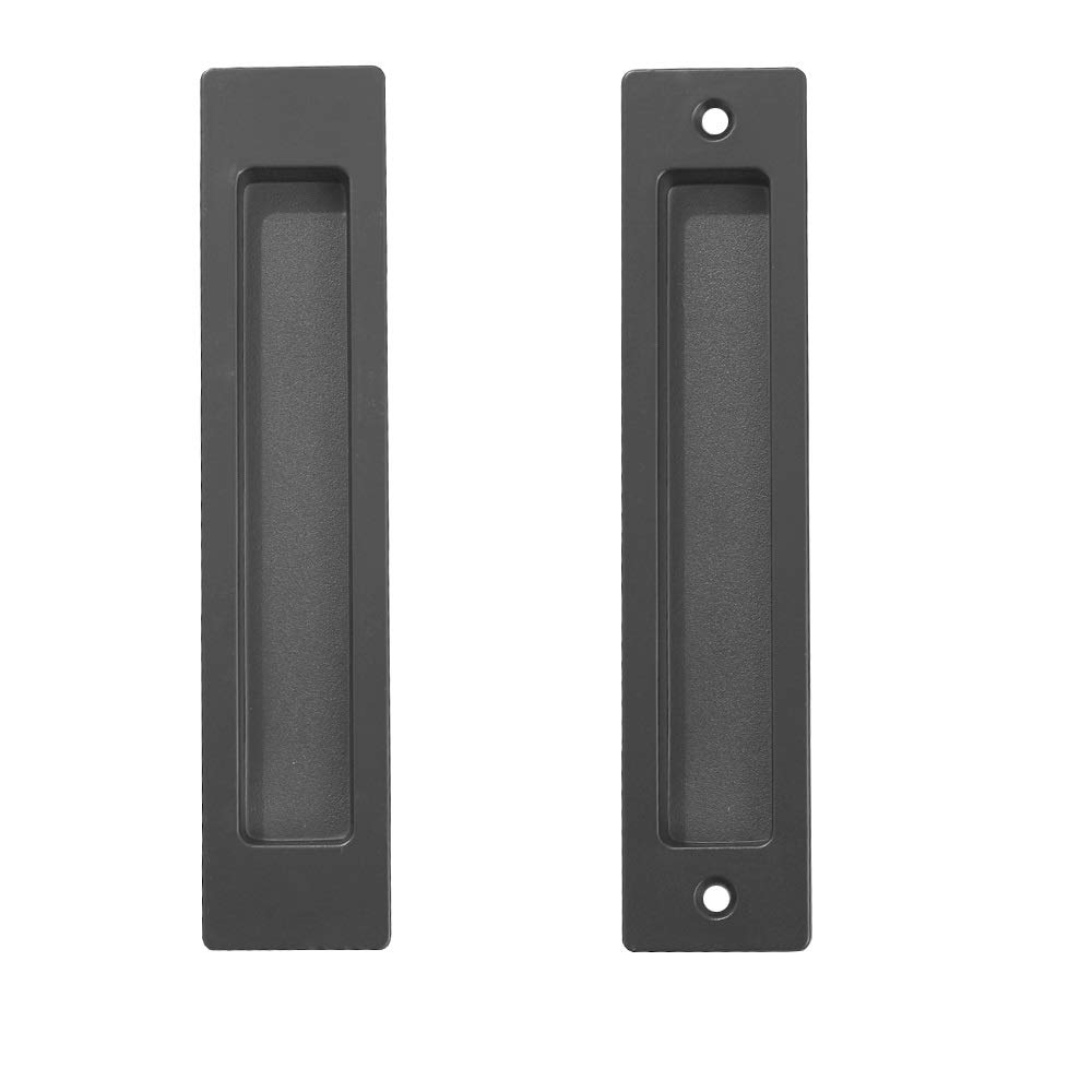 CCJH Invisible Door Handle for Sliding Barn Door Hardware, Black Flush Pull Handle Rectangle Style (L=18cm,W=3.8cm)