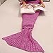 Mermaid Blanket for Kids and Adult, SEANUT Mermaid Sleeping Bag Blanket Cable Knitted (Purple-pink)