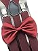 Burgendy Maroon Color Wedding Accessories Adjustable Bow Tie & Suspenders