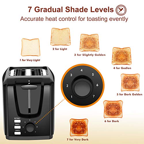 Toaster 2 Slice Wide Slot 2 Slice Toaster Best Rated with Bagel/Defrost