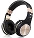 Bluetooth Headphones, Riwbox XBT-80 Folding Stereo Wireless Bluetooth Headphones Over Ear with Microphone and Volume Control, Wireless and Wired Headset for PC/Cell Phones/TV/Ipad (Black Gold) primary