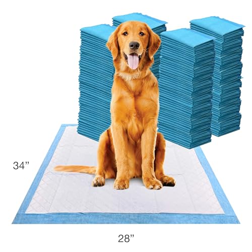 Four Paws Wee-Wee Superior Performance Extra Large Pee Pads for Dogs with Runoff Barrier Edge Guard Protection, Puppy & Dog Potty Training Pads, Housebreaking Supplies, 28" x 34" (200 Count)