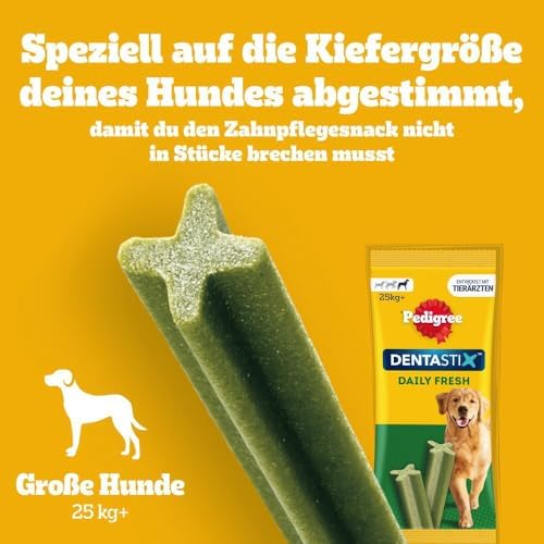 DentaStix Fresh Hundeleckerli für große Hunde, Kausnack gegen Zahnsteinbildung, Für gesunde Zähne und einen frischen Atem, 4 er Pack, 4 x 28 Stück