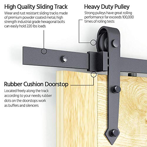 thumbnail image 2 of 6FT Heavy Duty Barn Door Kit - Fits 36" Doors, Holds 330lbs (Black, Easy Install) 2 of 9
