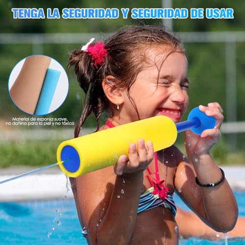 UOUOU Pistolas de Agua，Pistolas de Agua Juguete de Espuma，Paquete de 12 Juguetes al Aire Libre para Piscina, Patio, césped, Playa
