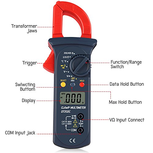 Micsoa Digital Clamp Meter Auto Ranging Multimeter AC DC Voltage, AC Current, Resistance and Temperature Test