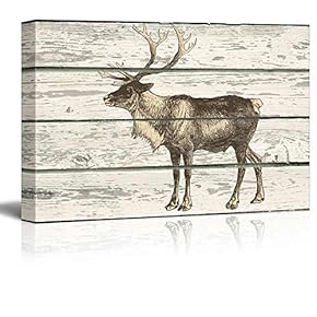 A Stand Along Moose on a Rustic Wooden Background - Canvas Art Home Art - 12x18 inches