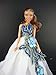 White Gown with Large Blue Applique Flowers Made to Fit the Barbie Doll