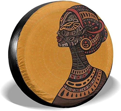 COOE Spare Tire Cover Beautiful African Woman Universal Wheel Covers for Jeep Trailer RV SUV Truck 15 Inch for Diameter 27-29 Inch