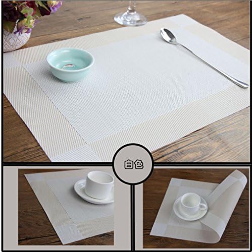 (5 Pack) Placemat for Dining Table, placemat for kitchen table, heat resistant placemat, White-Tan
