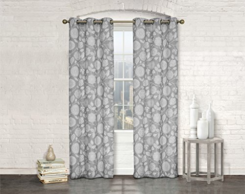 Studio 1012 Window Curtains – Set of Two Sheer Floral Print Grommet