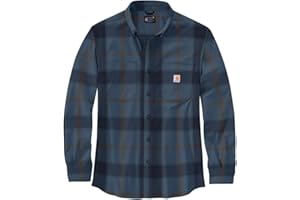 Carhartt Mens Rugged Flex Relaxed Fit Midweight Flannel Long-Sleeve Plaid Shirt