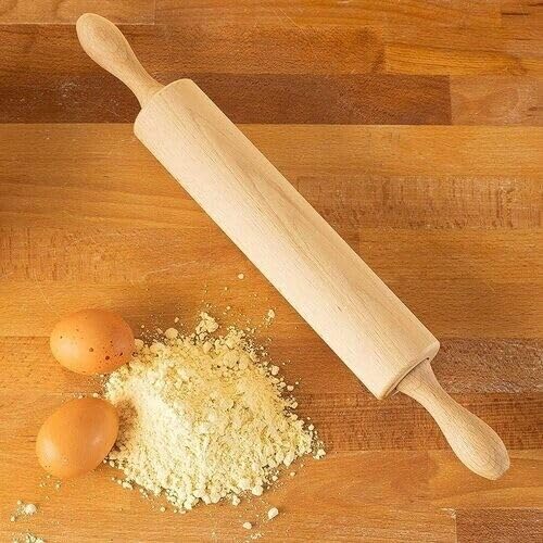 MIFAH Professional Wooden Rolling Pin Revolving, Perfect Baking for Cookie, Pizza, Pie, Cake, Pasta Dough, Natural Beechwood, Size: 44 x 5,5 cm