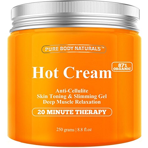 Pure Body Naturals Hot Cream for Cellulite Reduction, Skin Toning and Slimming, Deep Muscle Relaxation, 8.8 Ounce