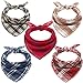 BINGPET Classic Plaid Dog Bandana - 5 Pack Washable Square Dog Kerchief Pet Triangle Bulk Scarf Cotton Bandana for Small to Large Dogs