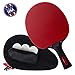 Ping Pong Paddle with Killer Spin + Case for Free - Professional Table Tennis Racket for Beginner and Advanced Players - Improve Your Ping Pong Skills with JT Ping Pong Paddle Set (Light red)