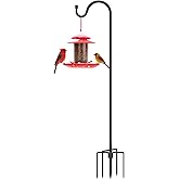 GATSUNS Shepherds Hooks for Outdoor 48 Inch Garden Bird Feeder Pole with 5 Prongs Base Adjustable for Hanging Flower Basket Plant Pot Solar Lantern Light Wind Chime Hanger for Wedding Decor 1 Pack