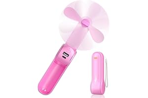 FrSara Portable Handheld Fan Rechargeable, USB Rechargeable Small Pocket Fan, 2000mAh Battery With Power Bank, Upgraded Long Battery Life, Three-Speed, Suitable for Women Outdoors and Travel