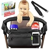 [NEWEST 2018] BEST STROLLER ORGANIZER Stroller Accessories | Stroller Cup Holder for Smart Moms + BONUS Shoulder Strap | Perfect for Jogging, Travelling or Shopping| Best Stroller Attachment by Kaywee
