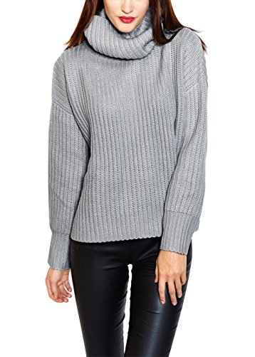 Wink Gal Women Sweater Tops High Roll Neck Knitted Loose Pullovers Color Grey One Size