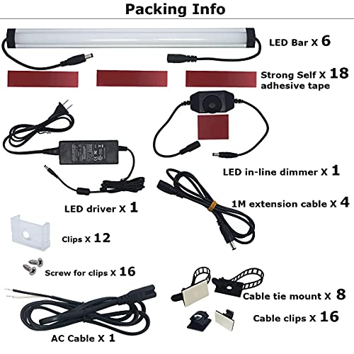 Litever Kitchen Under LED Lighting Kit Plugin, Super Bright, 6
