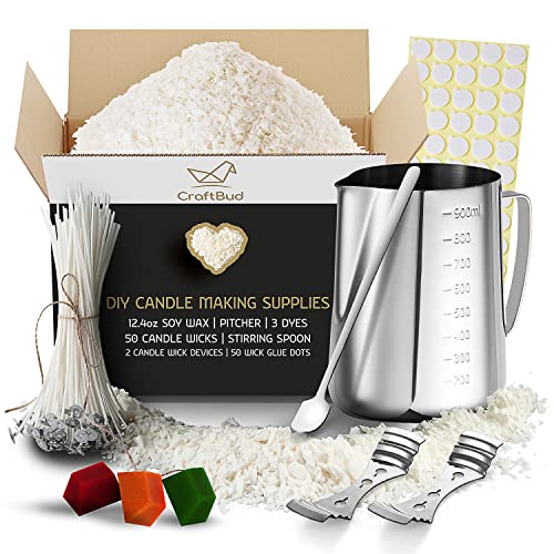 CraftBud Soy Candle Making Kit for Adults & Kids, 12.4Oz Soy Wax, 108 PC DIY Ki…