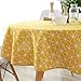 ColorBird Geometric Series Tablecloth Diamond Pattern Cotton Linen Dust-proof Table Cover for Kitchen Dinning Tabletop Linen Decor (Round, 60 Inch, Yellow)