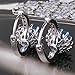 GULICX Girl's Aquamarine Color Blue Hoop Earrings Silver Tone Zircon Jewelry White Gold Electroplated