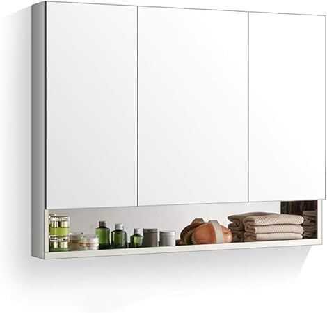 Haozai Bathroom Wall Mounted Hanging Storage Cabinet Home Decor W Open Shelf White Bathroom Wall Cabinet Wood Medicine Cabinet Multipurpose Home Kitchen Medicine Storage Organizer White 1 Amazon Co Uk Kitchen Home