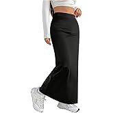 SHENHE Women's Low Rise Maxi Skirt Elastic Waist Casual Flared Long Fishtail Skirt