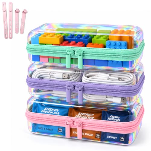 WOOMADA 3 Pack Clear Hard Shell Zipper Pouches