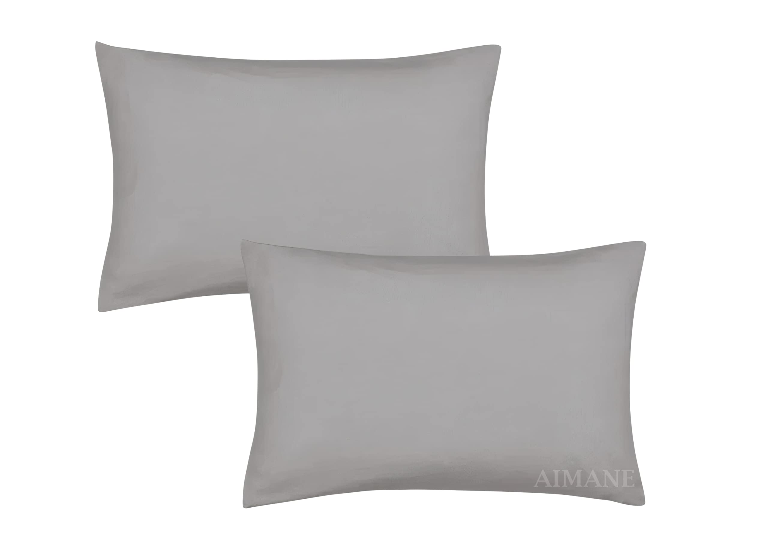 AIMANE® Percale Pair of Housewife Pillowcases 50 x 75 CM Polycotton Easy Care Plain Dyed Pillowcases Envelope Closure (Light Grey, Housewife Pillowcases)
