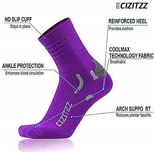 CIZITZZ Plantar Fasciitis Sock,Ankle Compression Socks with Arch Support,Athletic And Running Sports Fun,15-20 mmhg-Men & Women 1 Pair,Purple,S/M