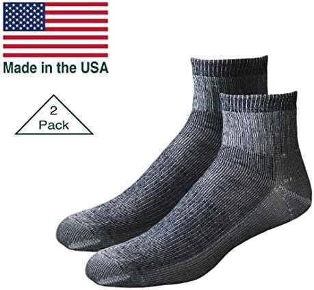 Mid-Weight Merino Wool Quarter Socks, 2 Pair. Made in USA
