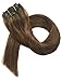 Human Hair Extensions Clip in, Remy Hair Extensions Clip on Chestnut Brown 7 Pieces 70G Double Weft Straight Real Hair Extensions Clip ins 20Inch 2 Sets Full Head for Women
