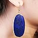 SUNYIK Women's Lapis Lazuli Oval Dangle Earrings Stone Jewelry