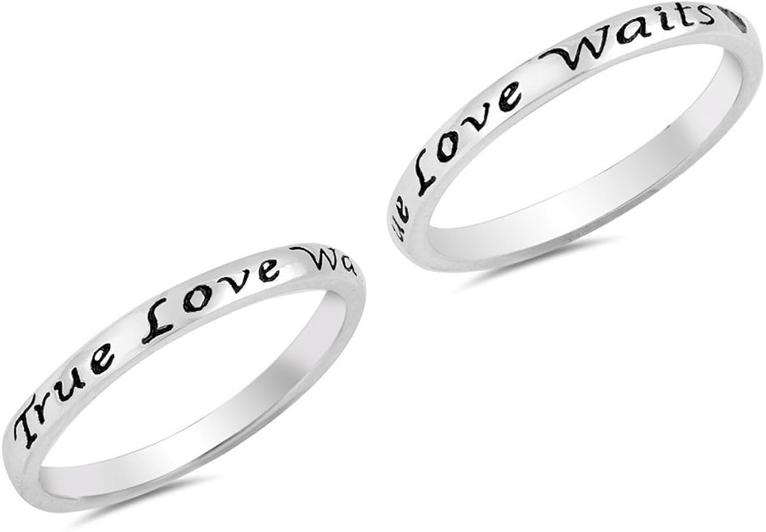 Amazon.com: Edric Jewelry True Love Waits Sterling Silver Ring (2mm
