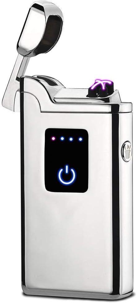 SANShine Dual Arc Lighter with Flashlight Double Plasma USB Rechargeable Flameless Waterproof Windproof Mini Electric Lighter for Cigar Candle Cigarette Pipe