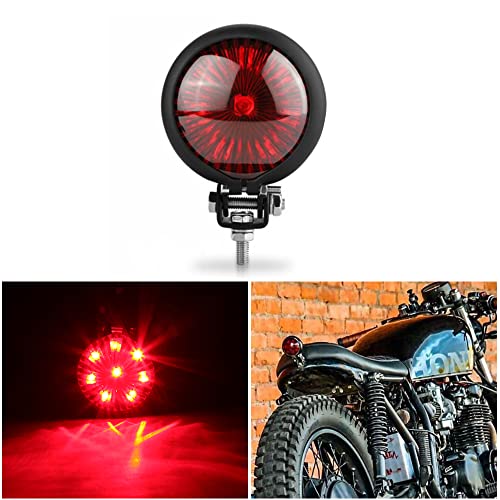 Photo 1 of keepdsgn Motorcycle Tail Light LED Bates Style Bullet Brake Stop Rear Lamp Compatible with Cafe Racer Bobber Chopper Bonneville - Red